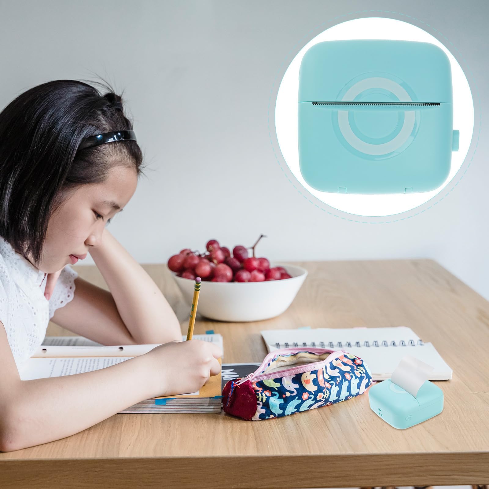 DECHOUS Impresora de Bolsillo, Impresora Fotográfica sin Tinta, 200dpi, 1000mah, 5v Micro USB, para Fotos y Recibos, Papel Térmico, Escuela y Hogar
