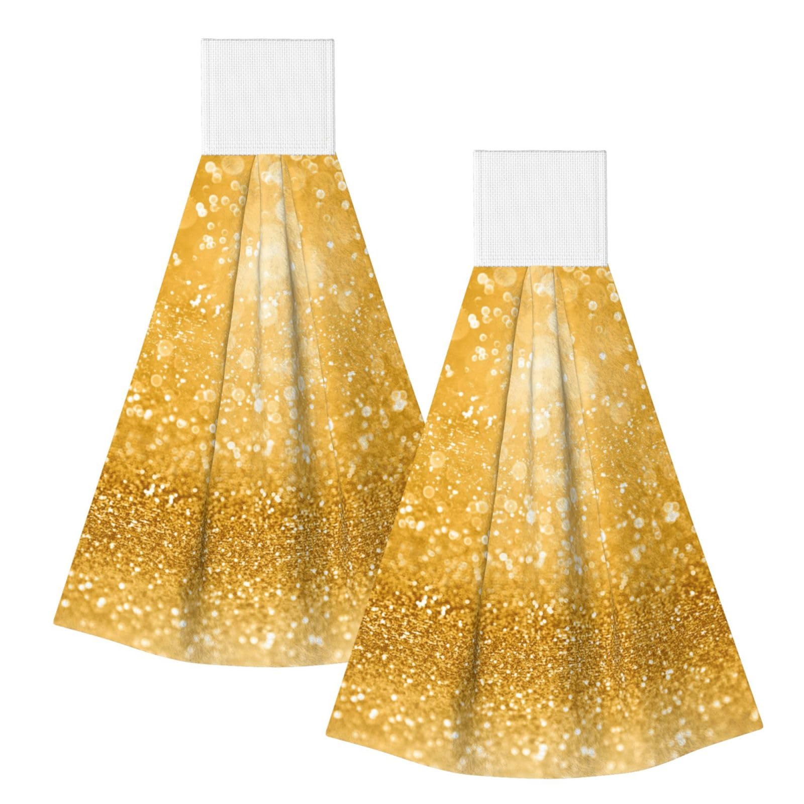 DOPKLNA Images Of Glitter, 2 Pcs Hanging Coral Fiber Hand Towels for Bathroom, Absorbent Kitchen Towels