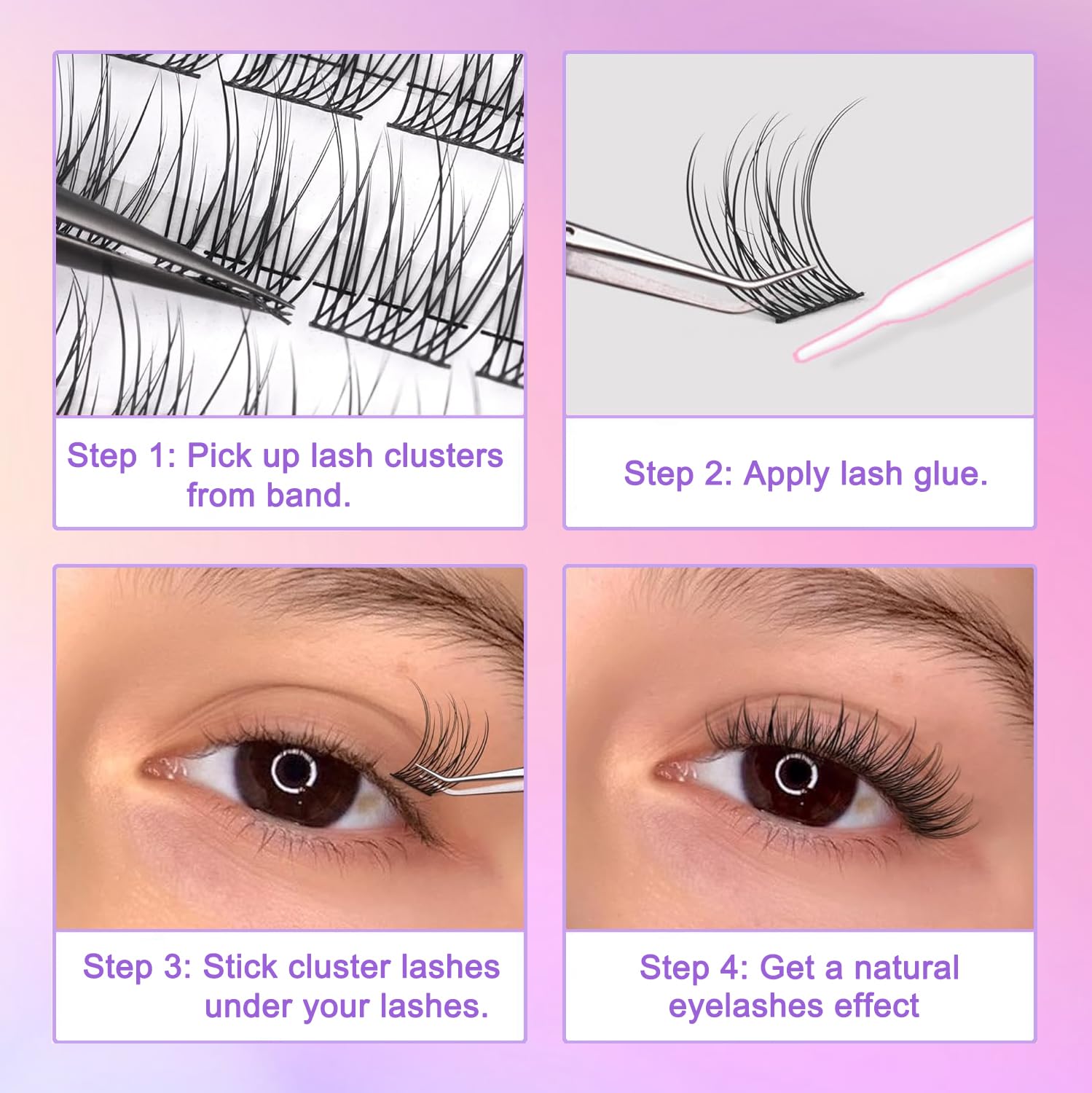False Eyelashes Clusters 280 Pcs Individual Cluster Lashes 30D+40D Lash Clusters Extensions DIY Eyelash Extension(30D+40D-D,9-16mix) - Image 3