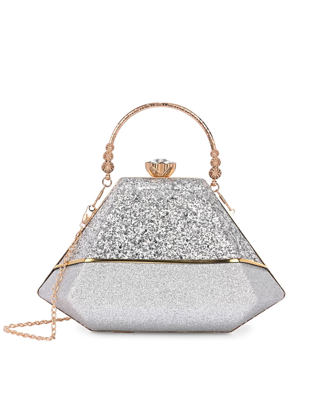 toobacraft TOOBA Handicraft Women's Beautiful Bling Box Clutch Bag | Evening Bag, Bridal Purse & Party Handbag | Wedding & Special Occasion Clutch (Horizontal Pyramid)-picture-32