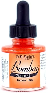 Dr. Ph. Martin's Bombay India Ink (15BY) Ink Bottle, 1.0 oz, Tangerine, 1 Bottle