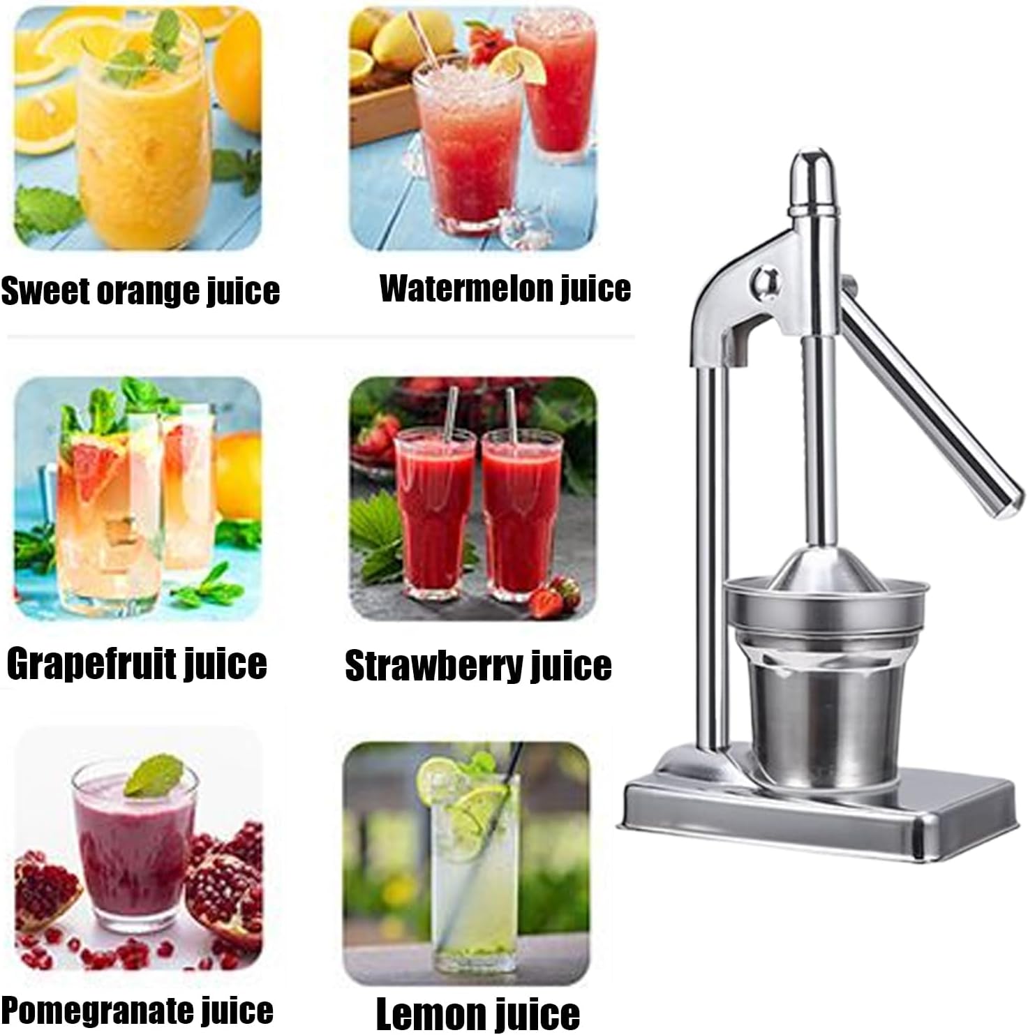 2) Lemon Squeezer - Manual Citrus Press for Oranges, Grapefruit Juicer with Non Slip Grip, Extra Wide Bowl, Rust Proof Steel, Quick Extract, Ideal for Kitchen Bar Workplace Party