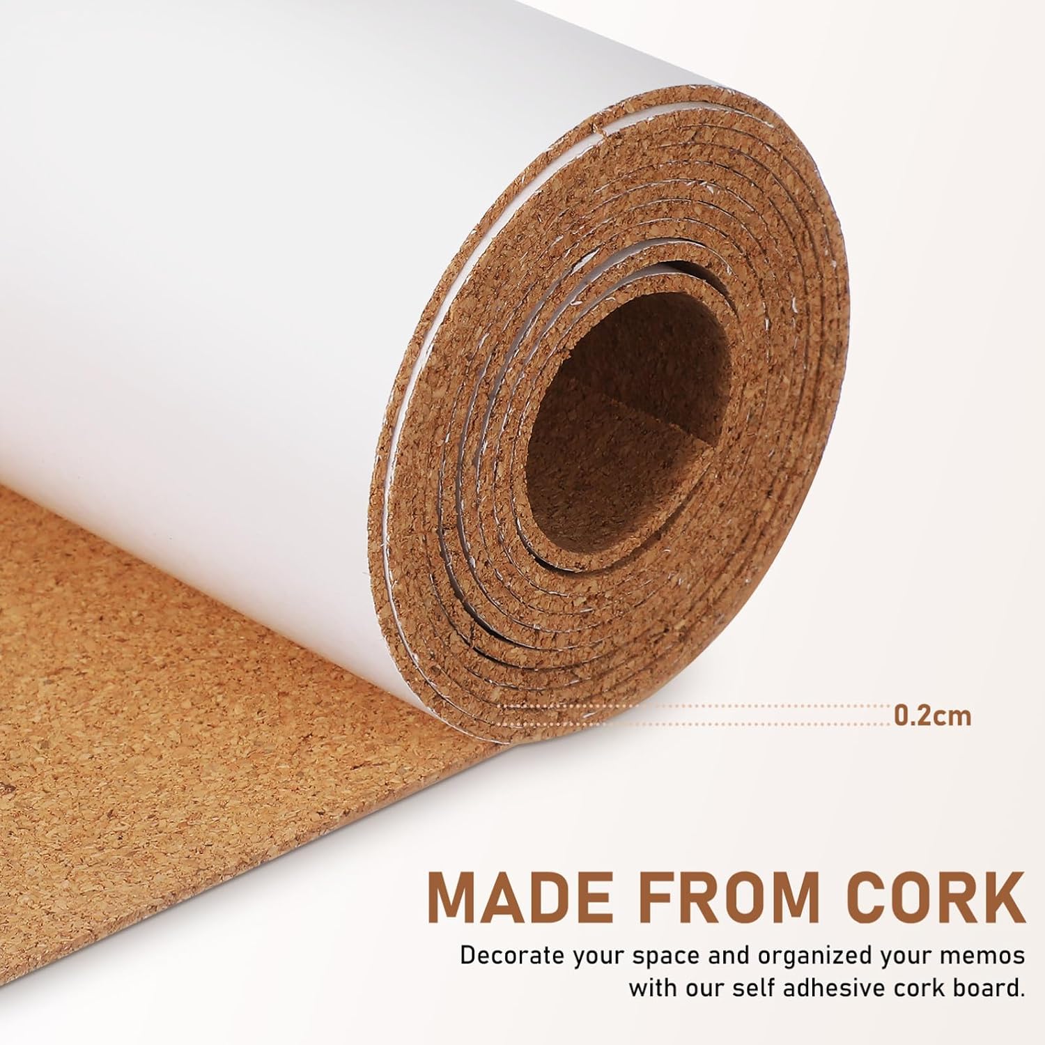 Self Adhesive Cork Board Roll, 1 Roll Brown Cork for Office Xmas