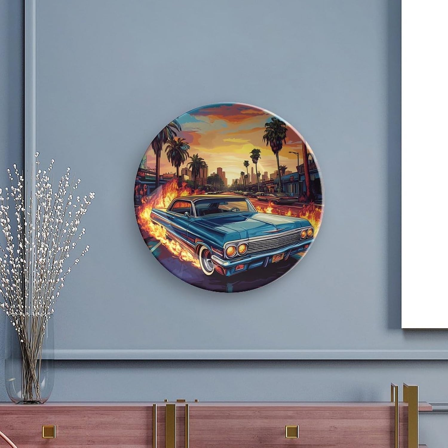 City Car Bone China Decorative Porcelain Plates Dinnerware Ornaments
