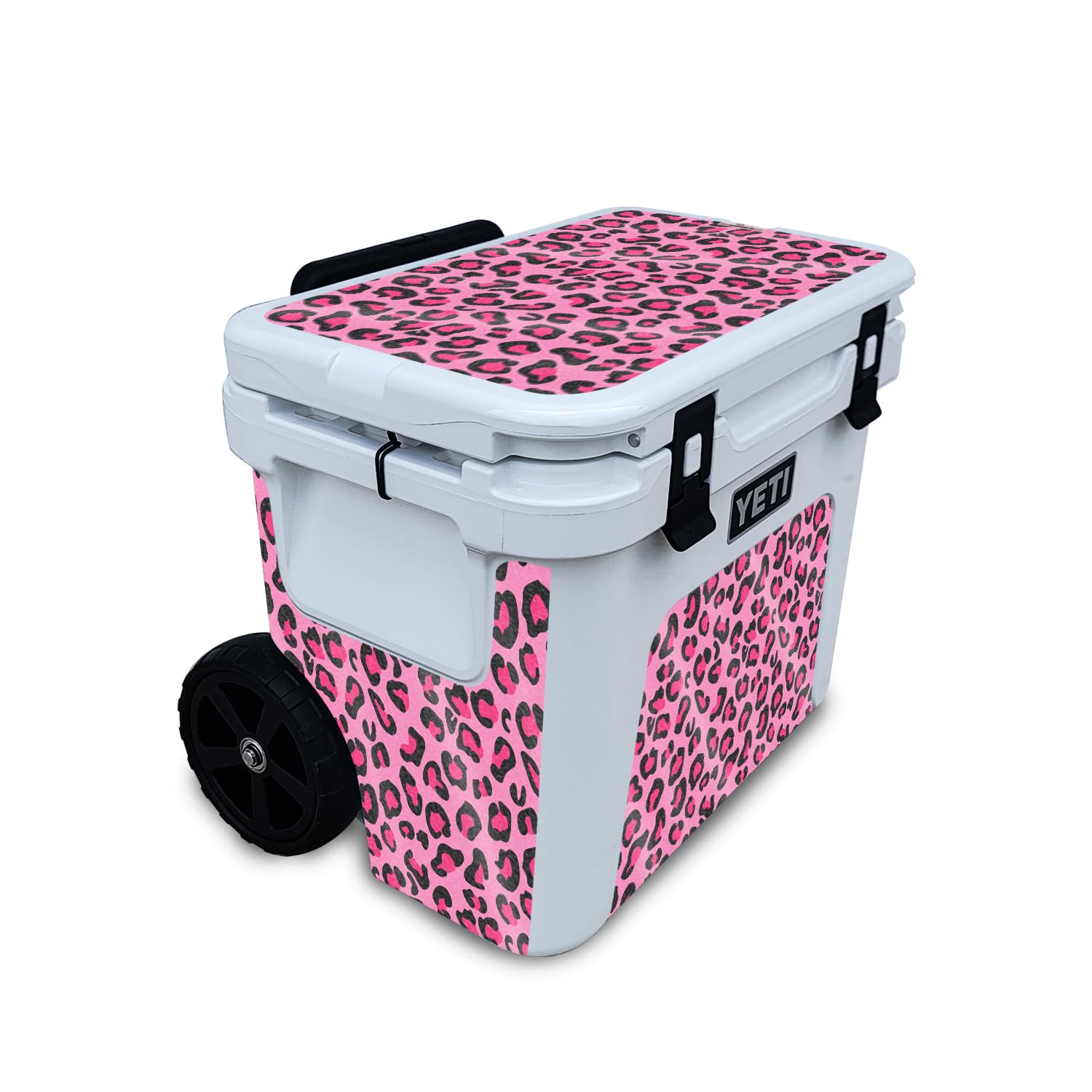 Glossy Glitter Skin Compatible with Yeti Roadie 32 Wheeled Cooler - Pink Leopard - Premium 3M Vinyl Protective Wrap Decal Cover - Easy to Apply | Crafted in The USA by MightySkins