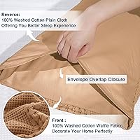 Vista 127 de PHF Fundas de almohada 100% algodón con tejido de gofre de 24 x 24 pulgadas, paquete de 2 fundas cuadradas para decoración elegante del hogar, sin