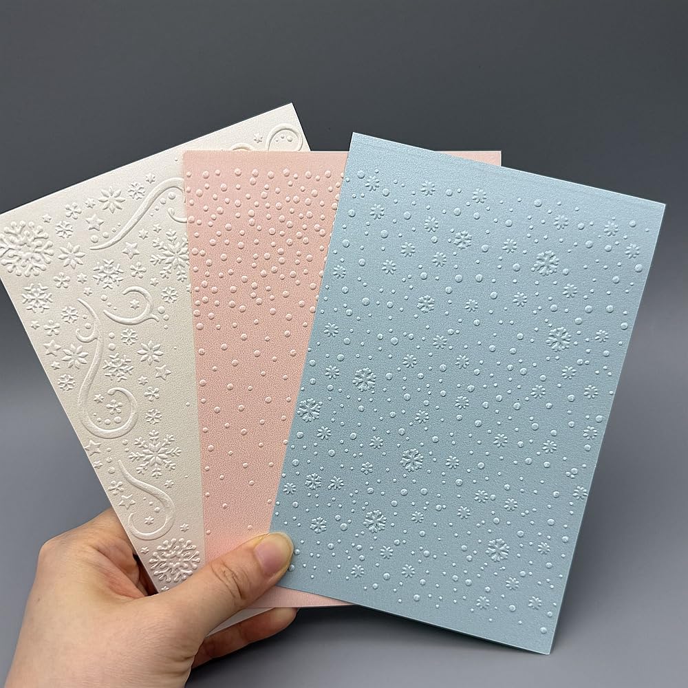 3 pcs Plastic Embossing Folder Template Christmas Snowflake Elements Texture A6 Size for Card Making DIY Scrapbooking Paper Crafting Handmade Crafts Scrapbooking Arts Supplies Scrapbook Decor