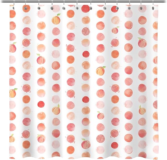 Amazon.com: Sunlit Peach Shower Curtain, Cute Shower Curtain with Pink ...