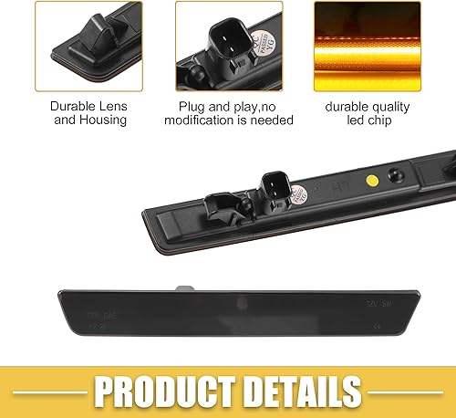 Miniatura 5 de 68195788AB - Luces de señal de giro delanteras y traseras para Dodge Challenger, luz LED roja ámbar, 2 pares