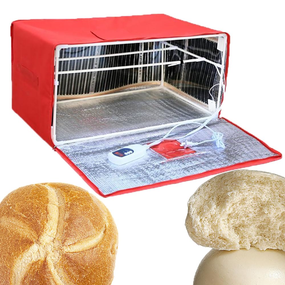 Caja para fermentación de pan, fermentador de masa, caja para fermentación de pizza con tapa, ventana doble, tiempo de 1 a 24 horas, soporte extraíble, fermentador de masa para pan, yogur, vino de a