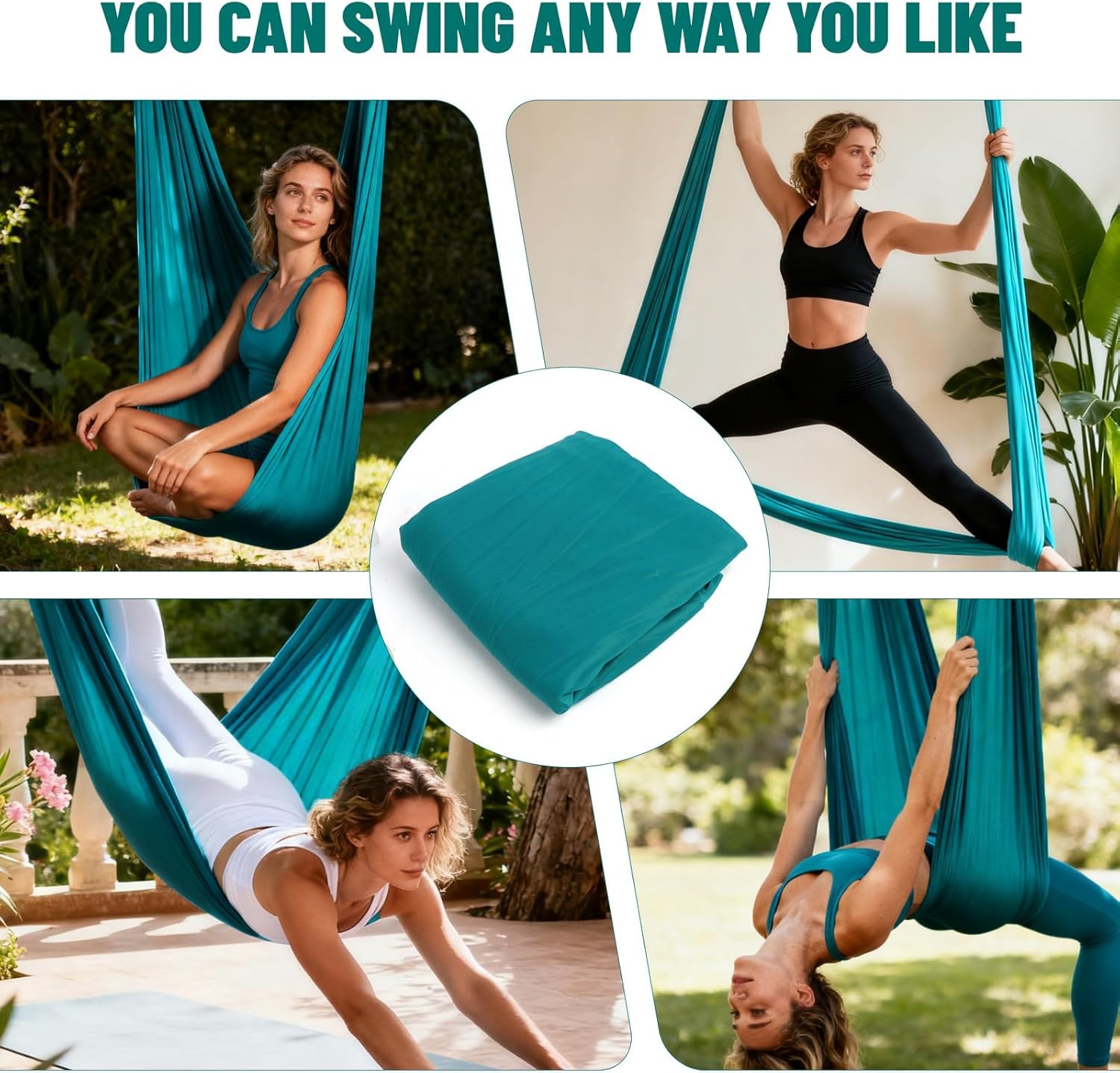 Amaca per Yoga Aereo, Amaca e Altalena per Yoga Aerea, Volo Antigravità, Flessibilità e Inversione, Carico 200 kg Ultra Forte, per Mal di Schiena, per Bodybuilding Fitness di Tutti i Livelli