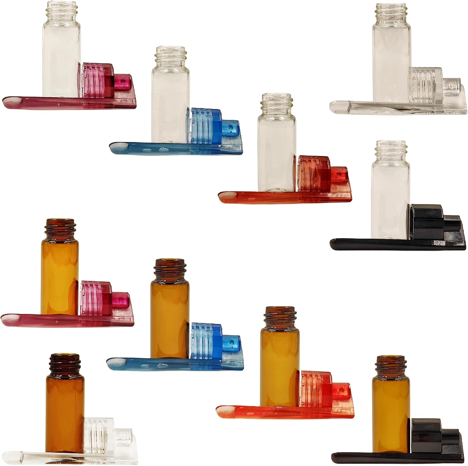 Ksasmile 10-Piece Decorative Glass Bottles for Essential Oils and Home Decor