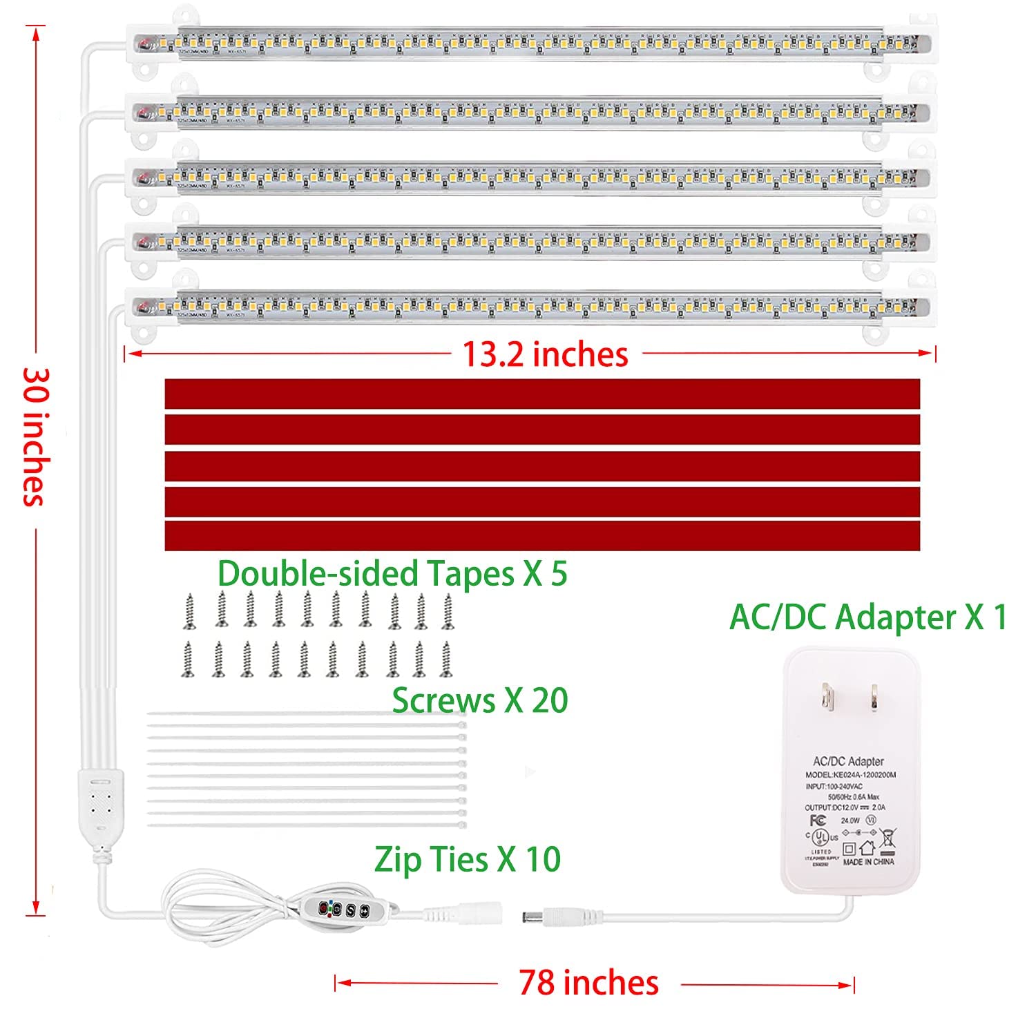 Tira de luz de cultivo, luces de plantas para plantas de interior, luz solar de espectro completo, luz LED de crecimiento, temporizador de encendido y apagado automático, 240 LED/10 niveles