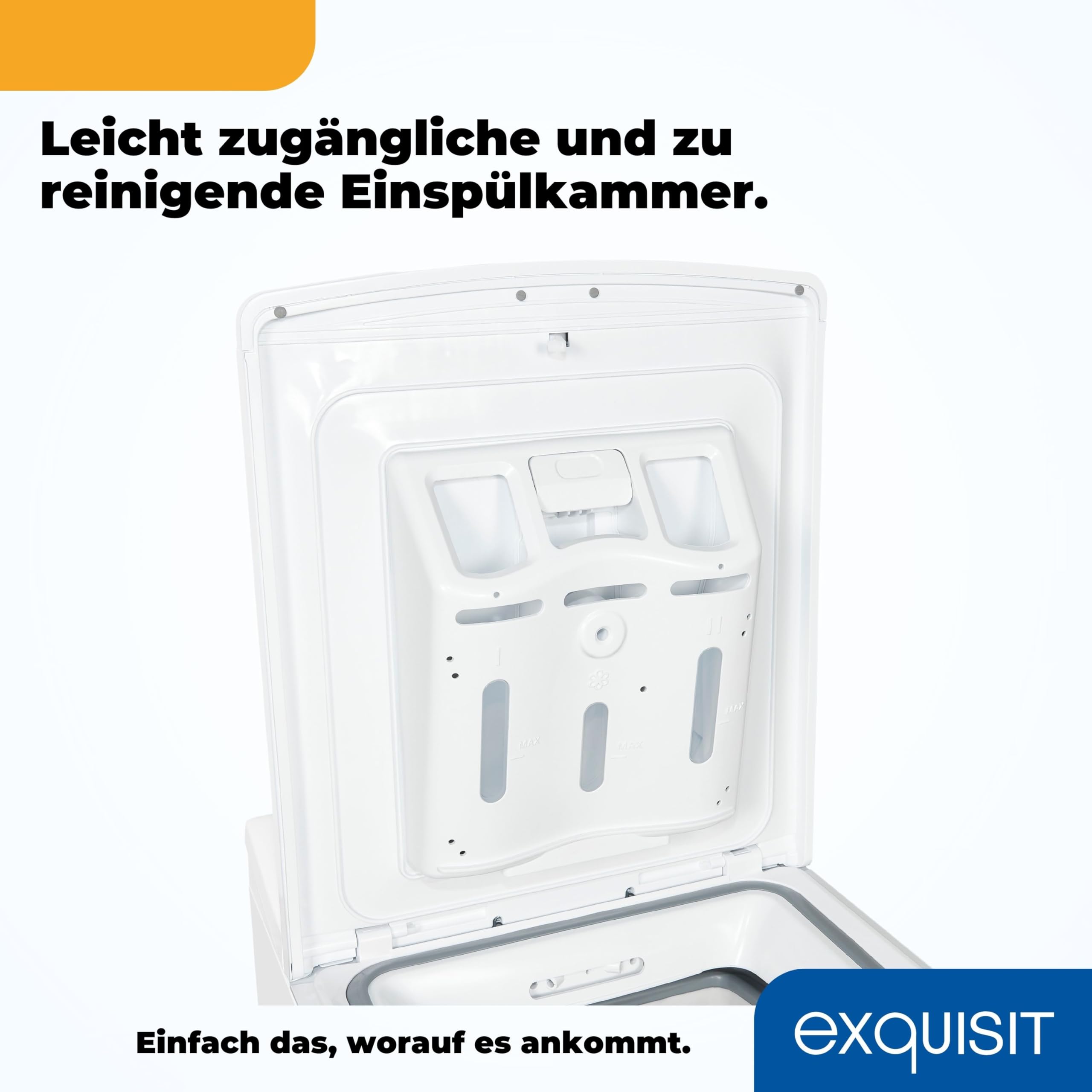 Exquisit LTO1207-030A Toplader Waschmaschine 7,5kg, 1200 U/Min, Weiß | Energieklasse A - Schmale Waschvollautomat - 15 Programme - Startzeitvorwahl & Kurzprogramm - LED-Anzeige