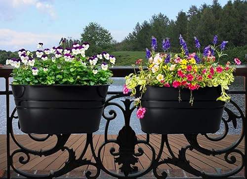 Miniatura 7 de behen bahen 3Pcs Metal Wall Planters,10 inches Oval Metal Railing Planter, Balcony Railing Hanging Plant Pot, Indoor Outdoor Hanging Plant Pot