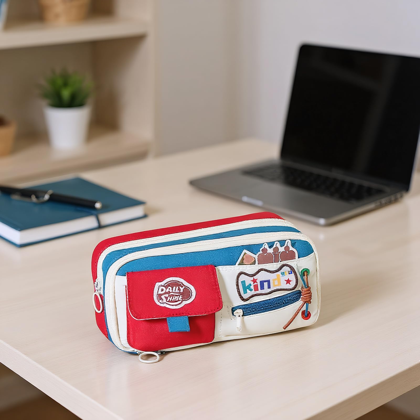 Astuccio Scatola Per Matite | Borsa Penne Stile Vintage con Cerniera Grande Capacità per Scuola Università Viaggio Trucco Porta Oggetti Per Cancelleria