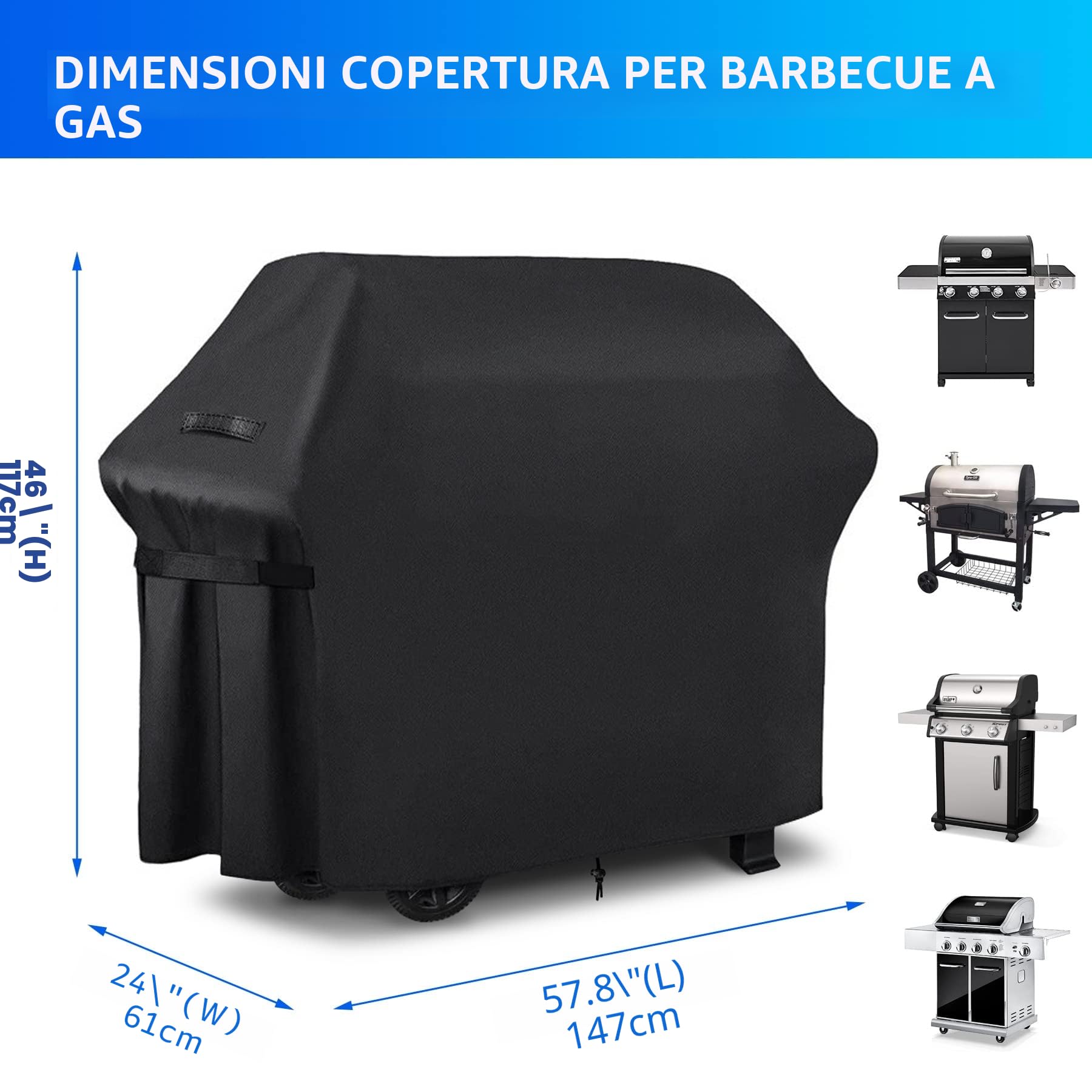 DOBIGER Copertura Barbecue Impermeabile 210D 147x61x117 cm