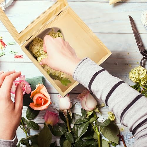 Miniatura 5 de Juego de cajas de almacenamiento de madera extra grandes, paquete de 3 cajas de manualidades de pino sin terminar con tapas con bisagras y cierre