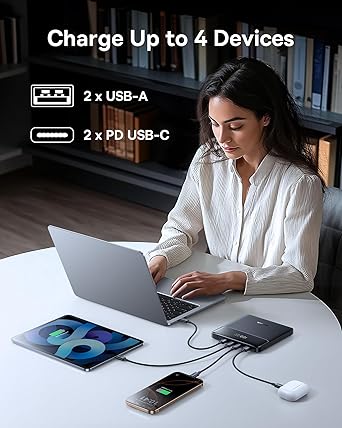 Baseus Laptop Portable Charger 100W 20000mAh, Blade Travel Power Bank Fast Charging 2 USB-C & 2 USB-A Port, Steam Deck Battery Pack for MacBook iPad iPhone 17/16/15/14/13 Samsung S24 etc.