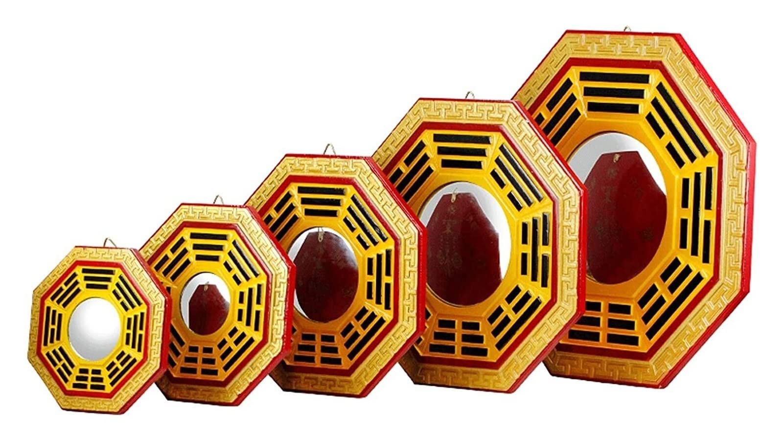 Tradycyjne lustro Bagua, taoistyczne wklęsłe lustro Bagua, tradycyjne lustro chińskie wypukłe lustro Bagua, lustra z drewna brzoskwiniowego Feng Shui, lustro wejściowe do domu, lustro Gossip(23cm)