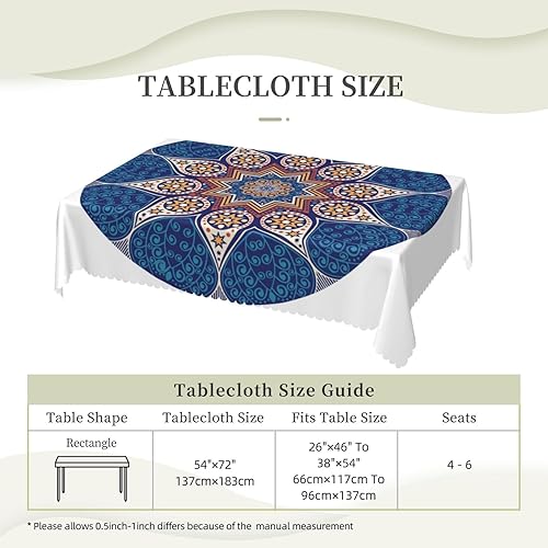 Miniatura 5 de Aimeryup Mandala Style Table Cloth Rectangle Table,Waterproof Tablecloth Rectangle Table Cloth Tablecloths for 6 Foot Rectangle Tables manteles de