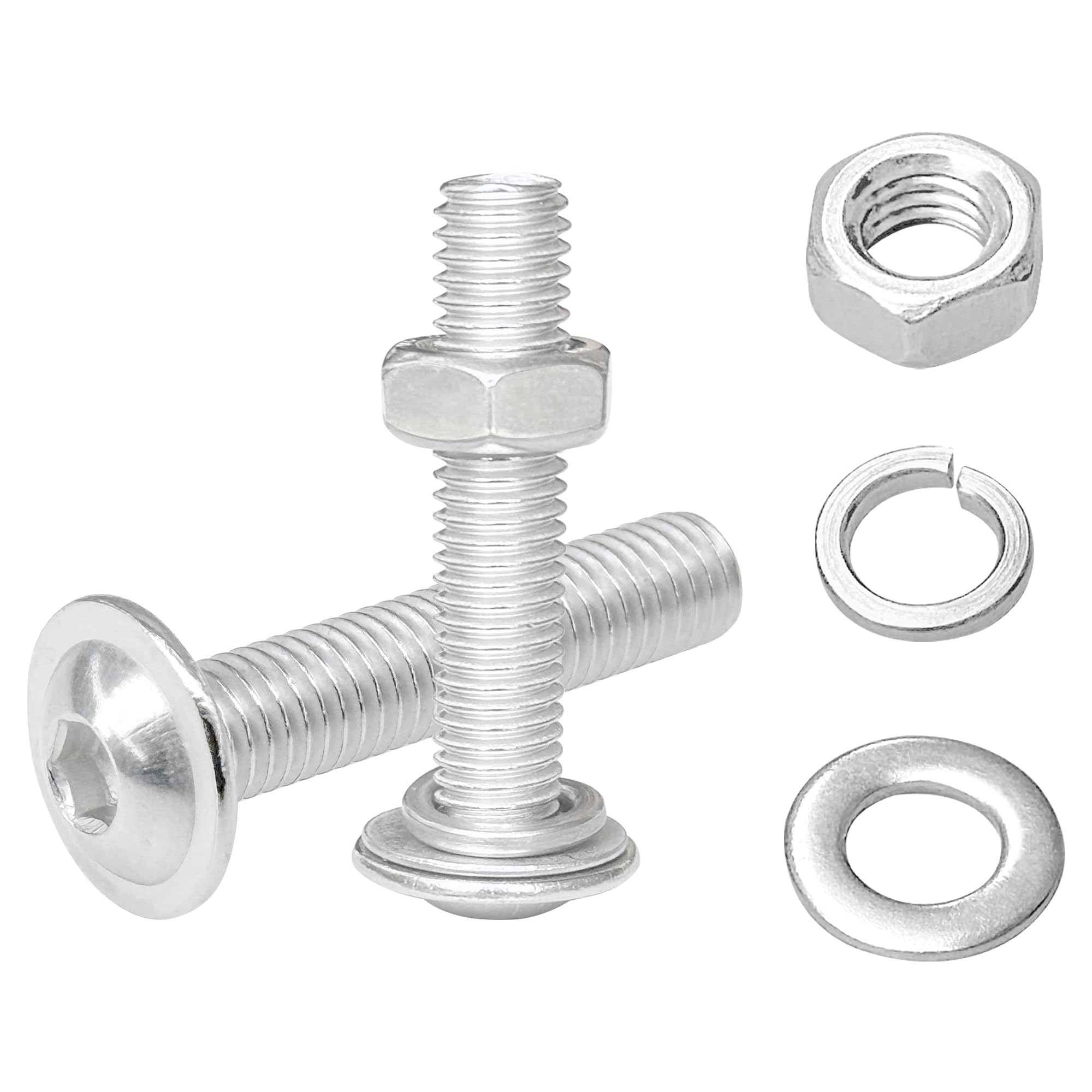 10 Sets of Stainless Steel Nut and Bolt Combination Kit – Hex Socket Cap Bolts with Nuts and Washers (M8 × 40mm)
