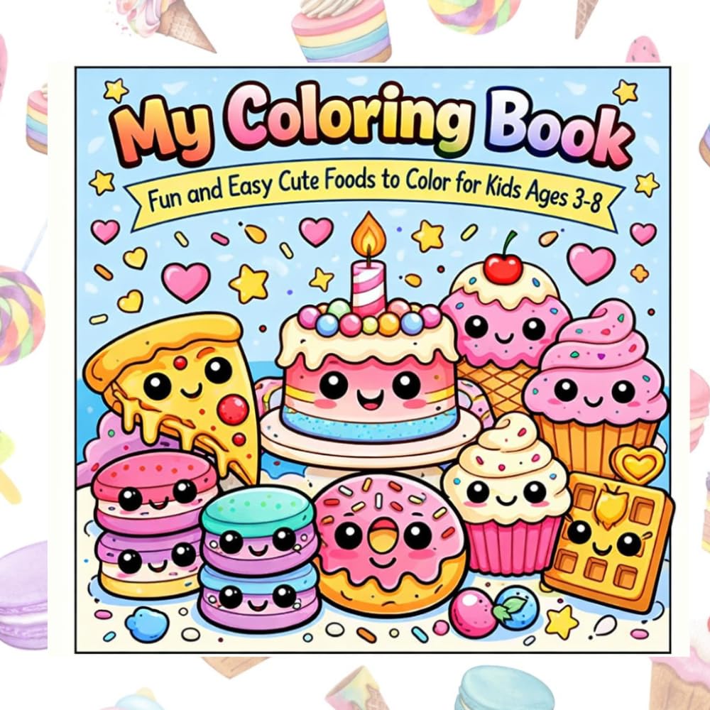 My Coloring Book -Fun & Easy Cute Foods To Color For Ages 3-8