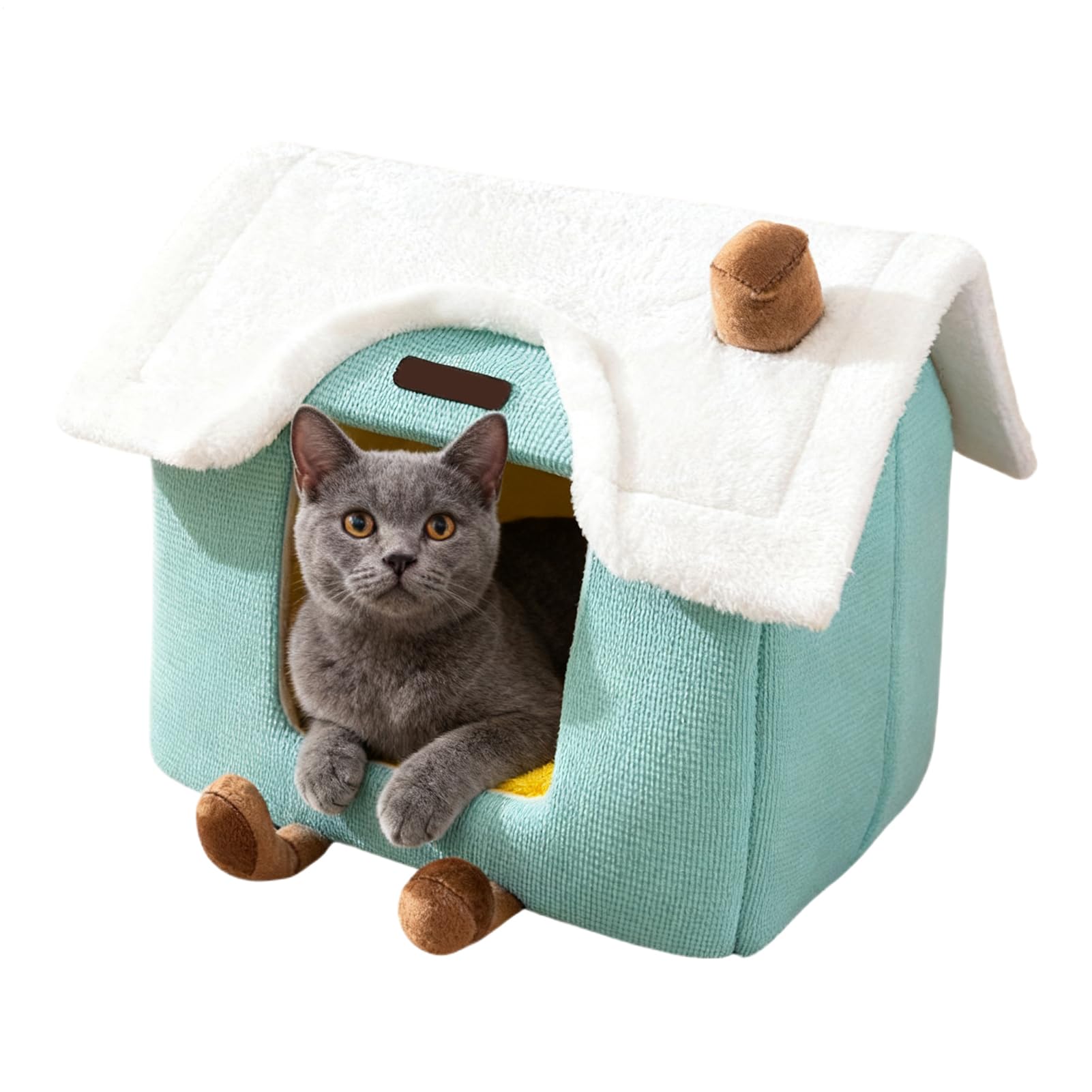 Cama para Gatos con Cojín Extraíble y Casa Cueva Abrigada para Gatitos Interior