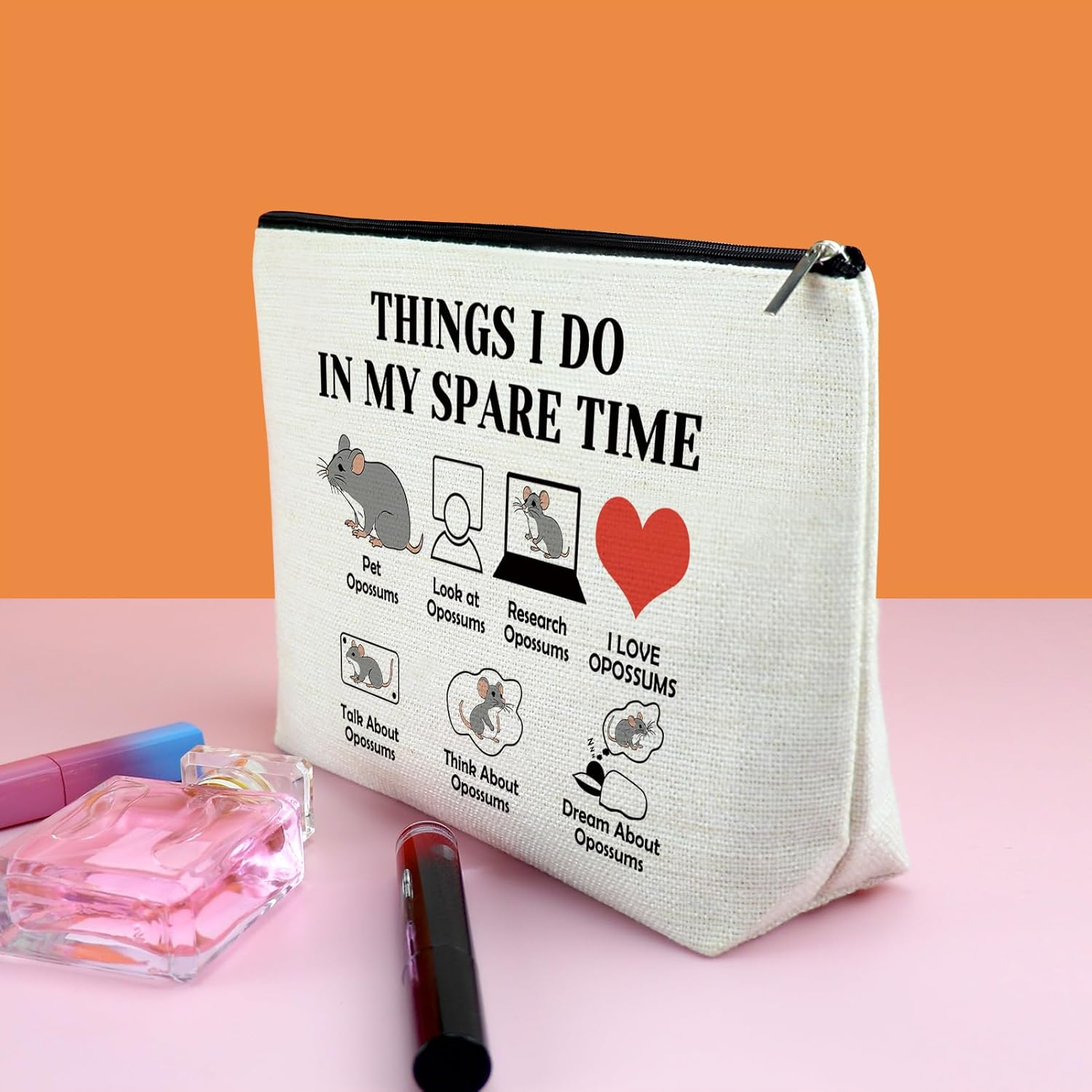 Animal Lover Gifts Makeup Bag Opossum Lover Gift For Women Possum Gift For Women Cosmetic Bag Christmas Birthday Gifts For Friend Female Possum Owner Gift Possum Mom Gifts Cosmetic Travel Pouch - Image 3