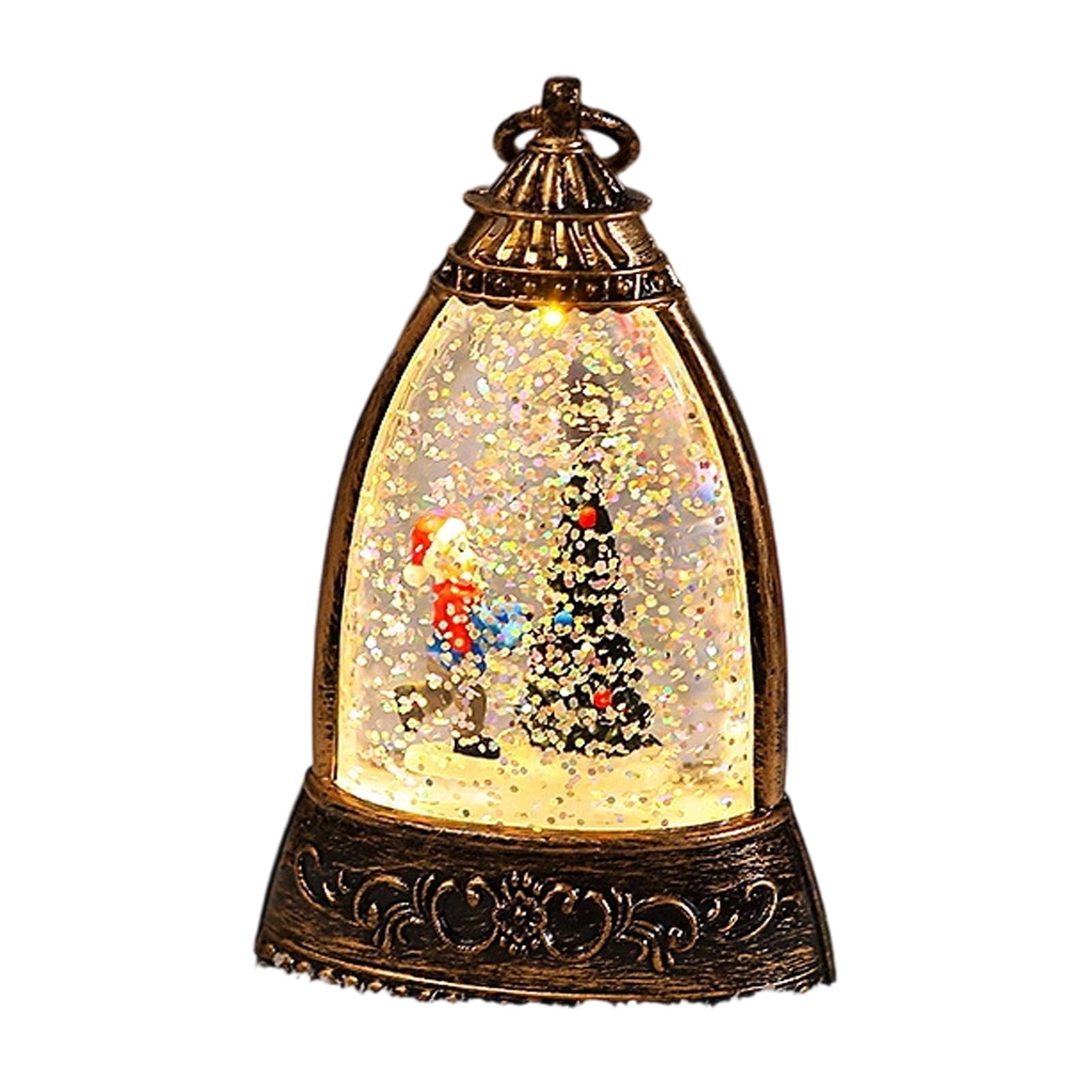 APGLSXY Portable Snow Globes Table Night Light Bells Shape Swirling Glitter Christmas Lamp Decoration for Christmas Party Decoration Night Lamp