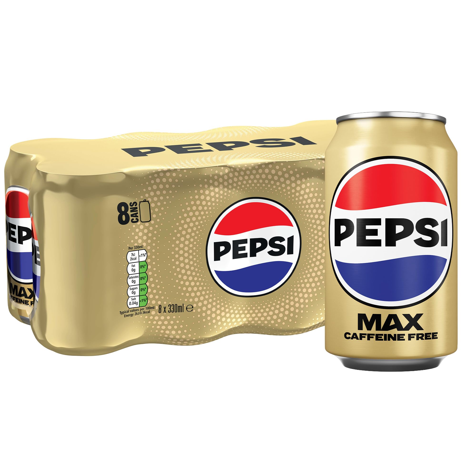 Pepsi Max No Caffeine & No Sugar Soft Drinks, 8 x 330ml