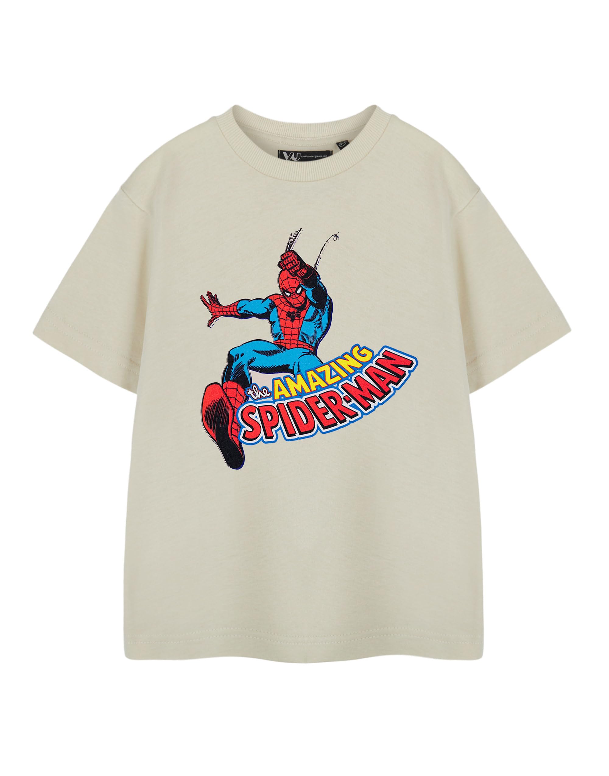 Marvel Boys Graphic Tee | Oatmeal Spiderman Web Slinger Short Sleeve T-Shirt | Kids Superhero Apparel | Official Merchandise | Comic Book Movie Gift for Children & Teens