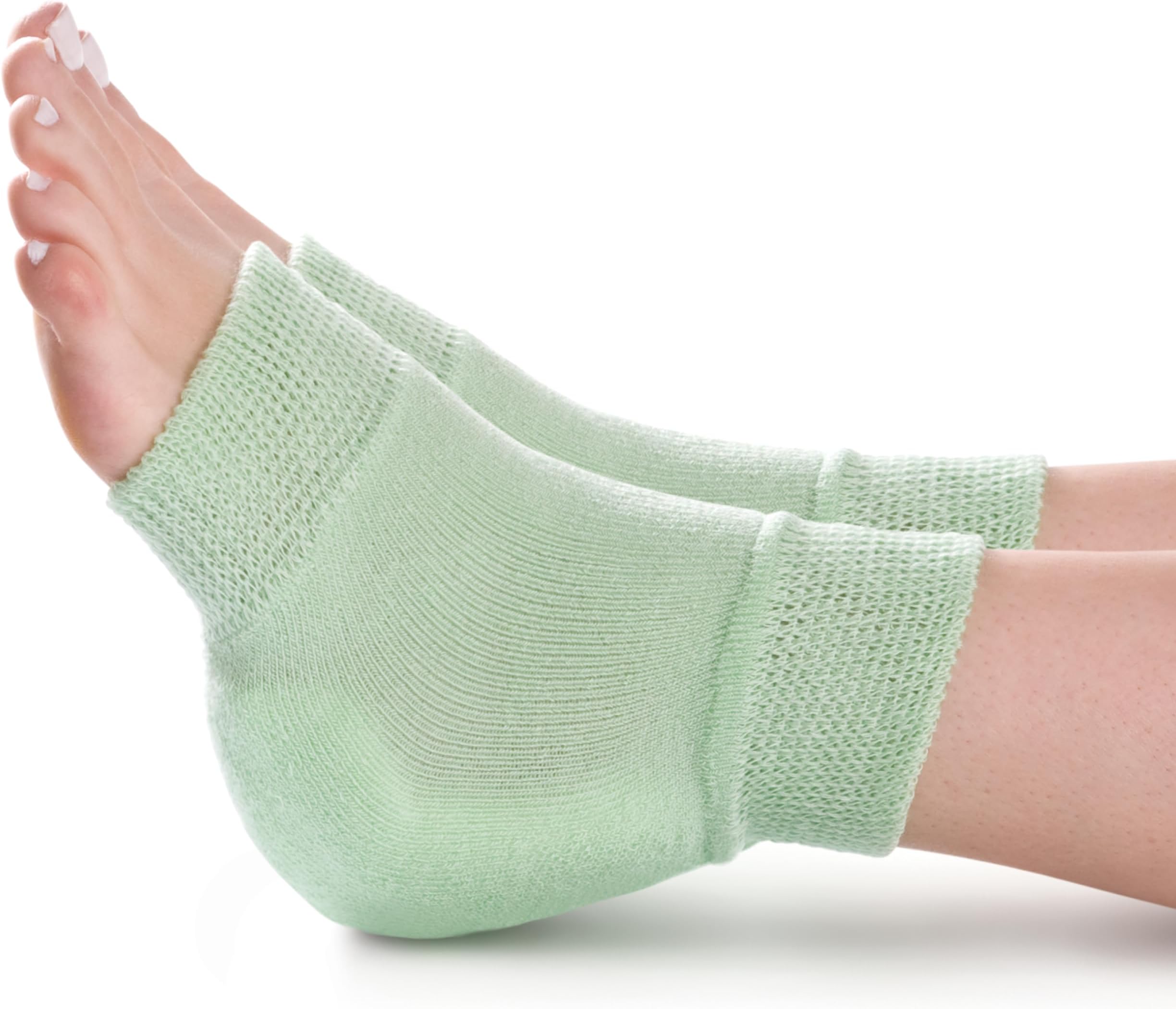 Knit Heel and Elbow Protection, For Pressure and Friction Sores, Lightweight Knit Elastic, Medical Foot Care Heel Protector, Elbow Pad, Machine Washable, Green, One Pair, One Size Fits Most