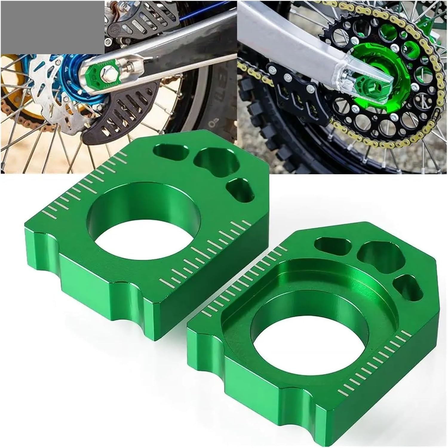 for KX125 KX 125 KX250 03-08 KX250F 04-16 KX450F 06-16 KX 250 450 F KLX450R Motorcycle Rear Axle Blocks Chain Adjuster