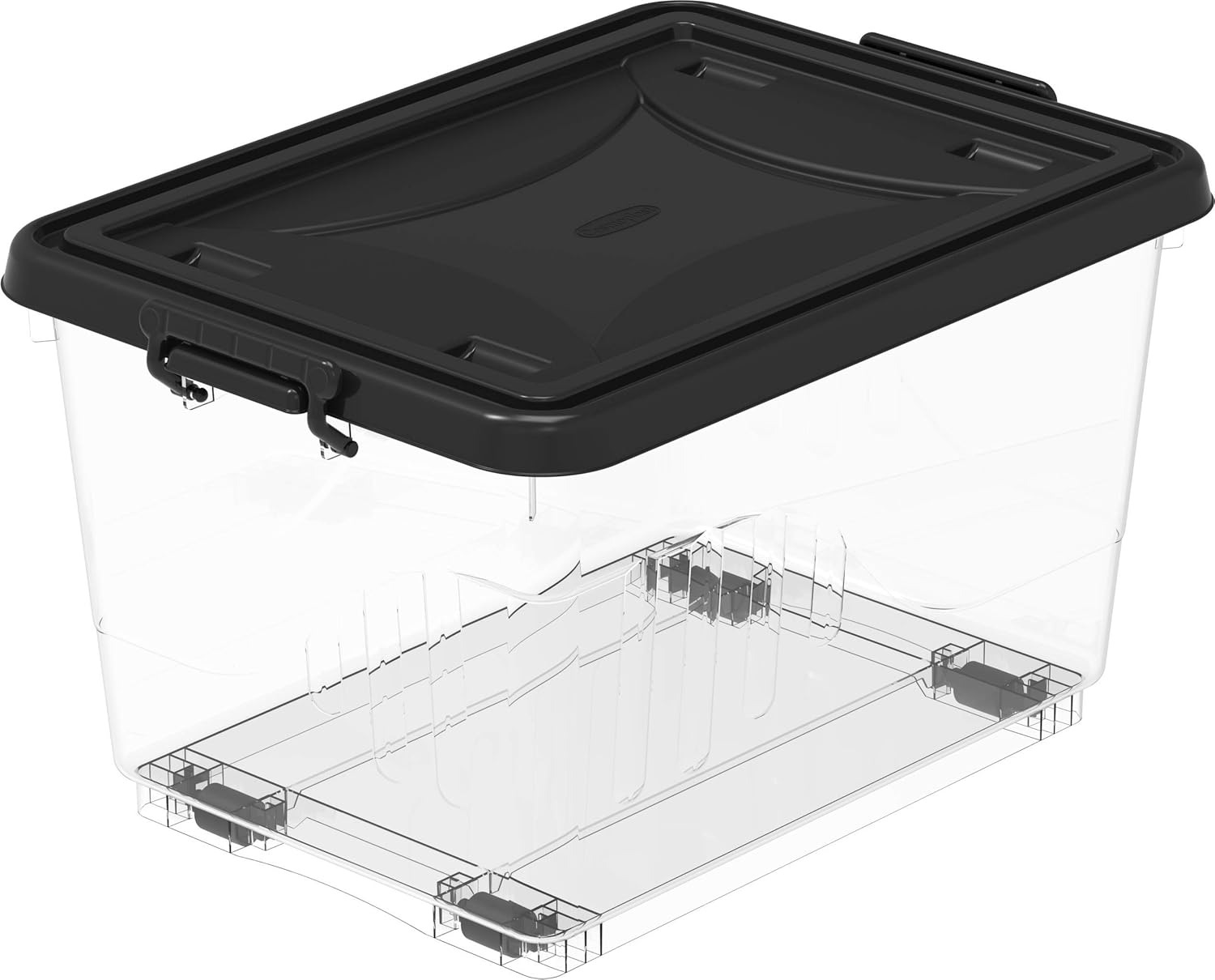 Cosmoplast 55L Clear Plastic Storage Box with Wheels & Lockable Lid