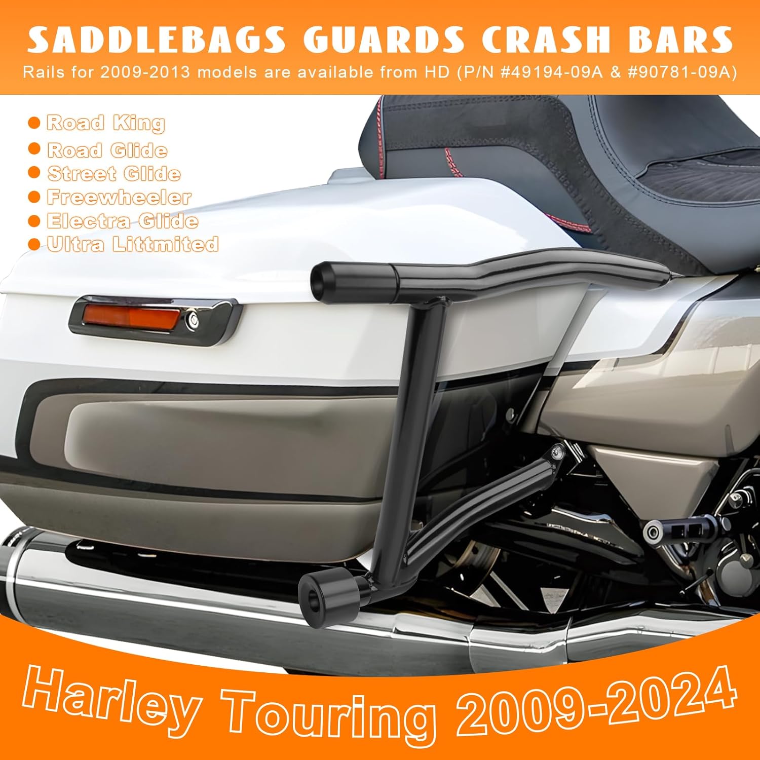 Saddlebag Guards Tip-Over Crash Bars & Frame Sliders Anti Crash Protector M12-1.75mm x 60mm Screw Red for Harley Touring Road King Street Electra Glide CVO Ultra Limited Freewheeler 2009-2025
