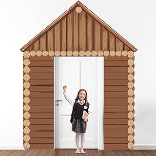 3PCS Rustic Wooden Cabin Porch Banner Fall Camping Party Door Decoration Countryside Forest Hanging Porch Sign Photo Backdrop for Autumn Wedding Birthday Farmhouse Home Indoor Outdoor Decor Photo Prop