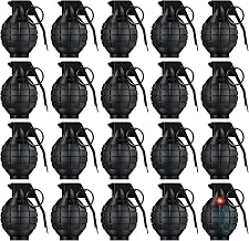 Sratte 4 Pcs Plastic Hand Grenades with Realistic Sound Effects and Flashing Light, Fake Toy Grenades Military Toys for Army Role Play Prop (Black)