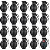 Sratte 4 Pcs Toy Hand Grenades with Realistic Sound Effects and Flashing Light, Plastic Fake Grenades Military for Army Role Play Prop (Black)