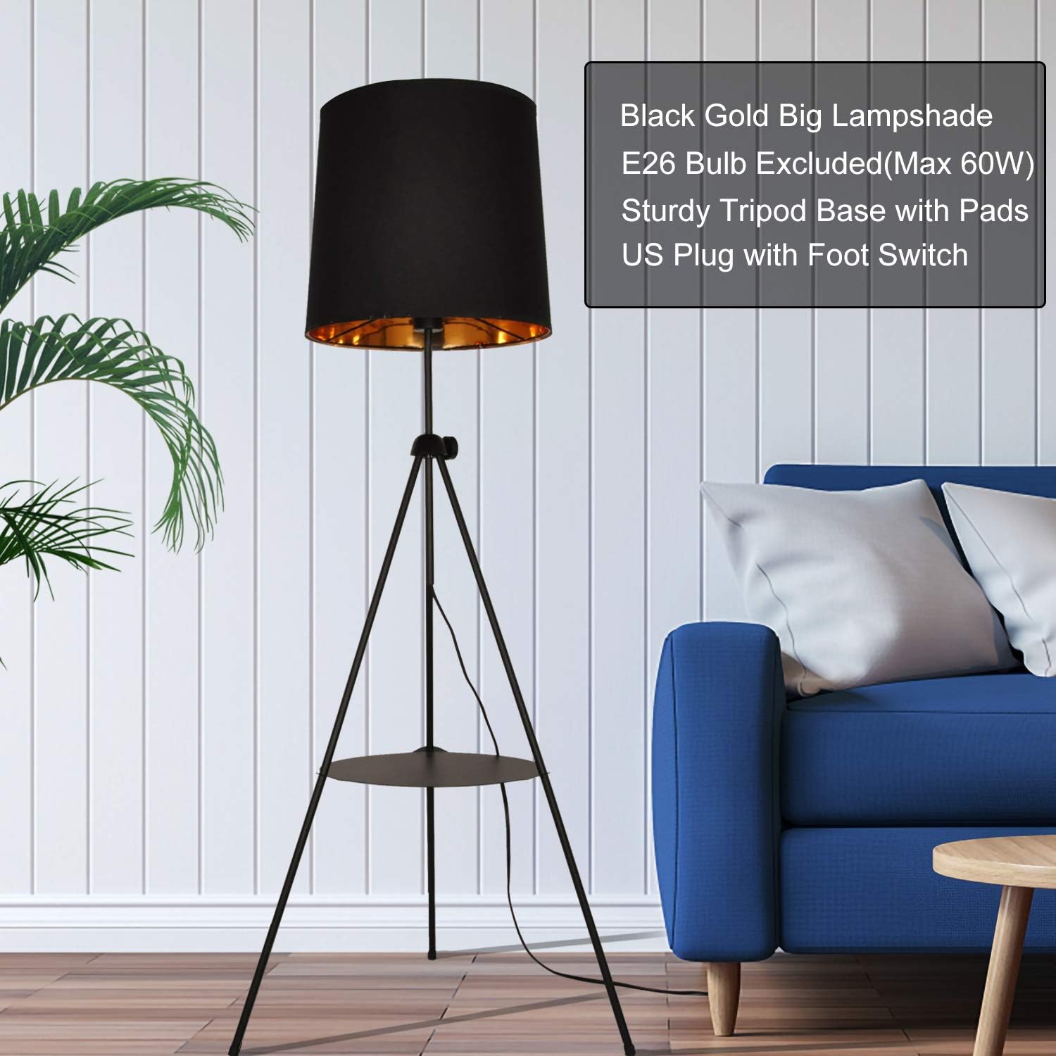 Best Seller Tripod LED Floor Lamps for Living Room with Shelf, Mid Century Modern Standing Light with Table Attached for Bedroom, Adjustable Metal Contemporary Design, Black Lamp for Office-Without Blub Big Sale Tripod LED Floor Lamps for Living Room with Shelf, Mid Century Modern Standing Light with Table Attached for Bedroom, Adjustable Metal Contemporary Design, Black Lamp for Office-Without Blub