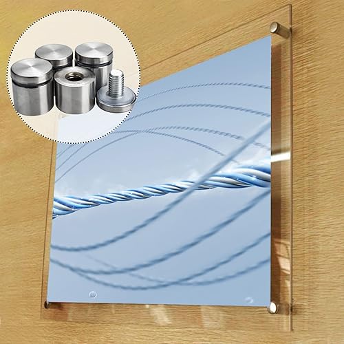 Miniatura 2 de Tornillos de separación de acero inoxidable de 1 x 1 pulgada, paquete de 4 soportes de separación de vidrio, soportes de pared, accesorios de uñas