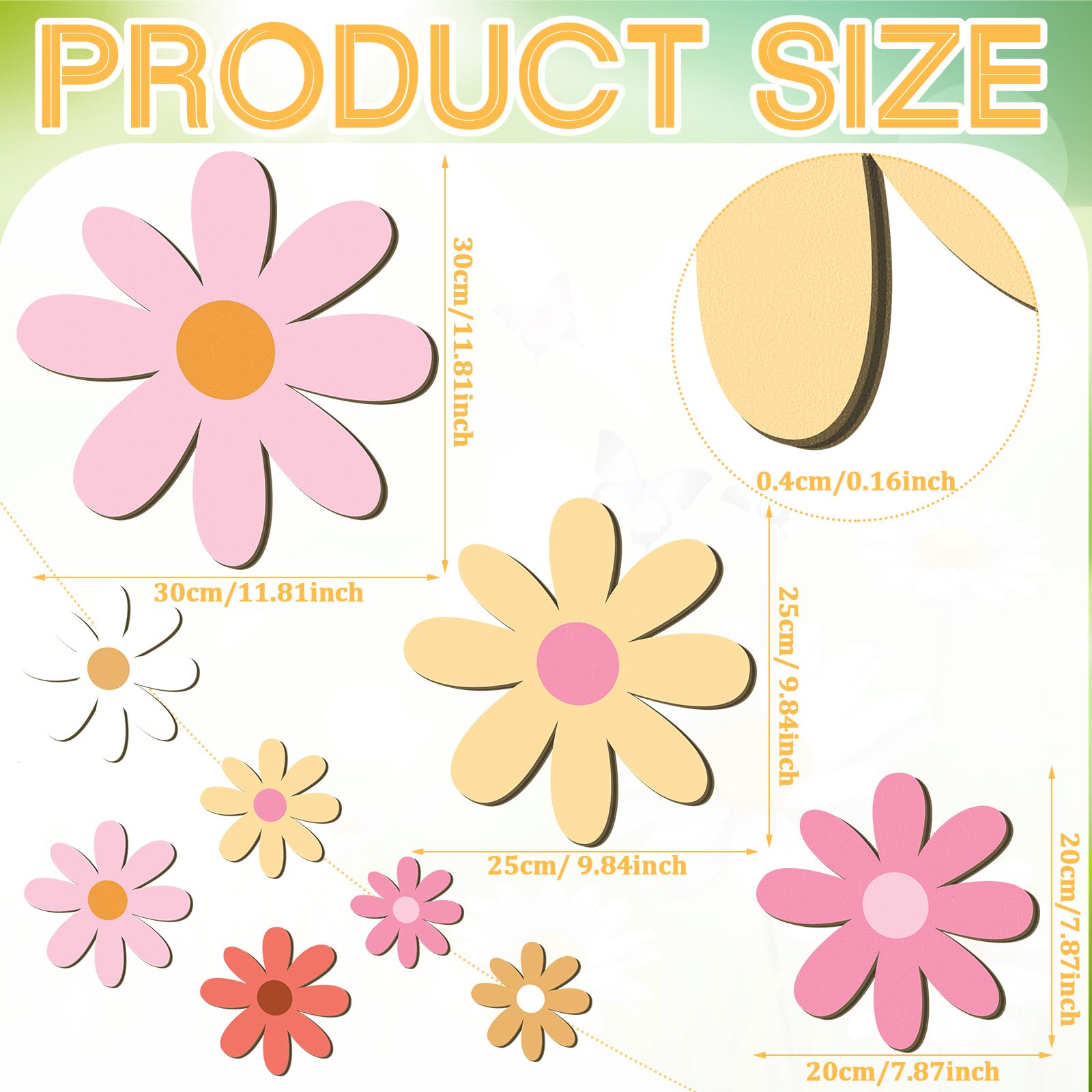 Thyle 6 Pcs Boho Daisy Wall Decor Boho Nursery Decor for Girls Natural Wall Hanging Bohemian Wooden Art Farmhouse Flower Hanging Signs for Home Office Nursery