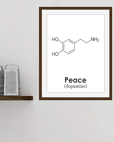 Miniatura 4 de Arte de pared de molécula de dopamina de la paz de 11 x 14 pulgadas, impresión artística sin marco. Póster genial negro sobre blanco para oficina,