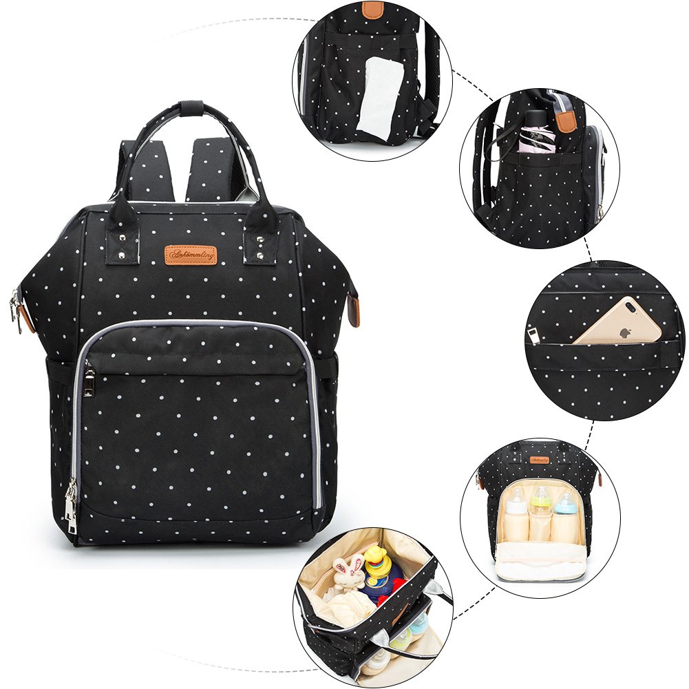 Borsa per pannolini, multifunzione, impermeabile, da viaggio, per la mamma, con tasche isolate, fasciatoio, 1 borsa termica e lucchetto per passeggino