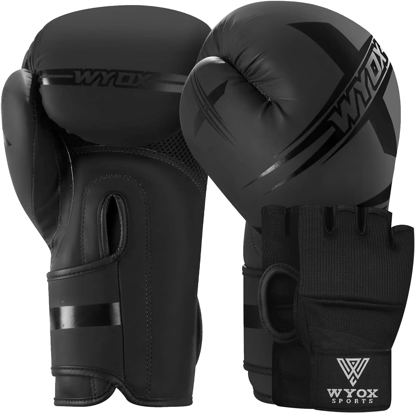 WYOX Boxing Bundle – Maya Hide Leather Boxing Gloves & Gel Inner Hand Wraps, Wrist Support, Multi-Layer Padding for Muay Thai, MMA, Kickboxing, Martial Arts Training for Men & Women