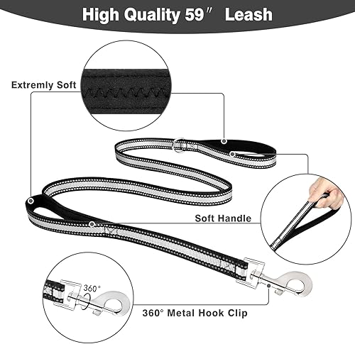 Miniatura 4 de WINSEE Juego de arnés para mascotas, collar y correa, arnés reflectante todo en uno para perro, sin tirones, con hebillas ajustables para cachorros,