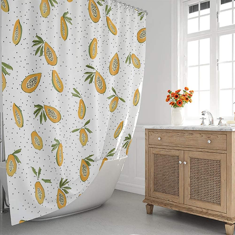 Inshere Decorative Papaya Shower Curtain Waterproof Polyester Fabric - Image 2