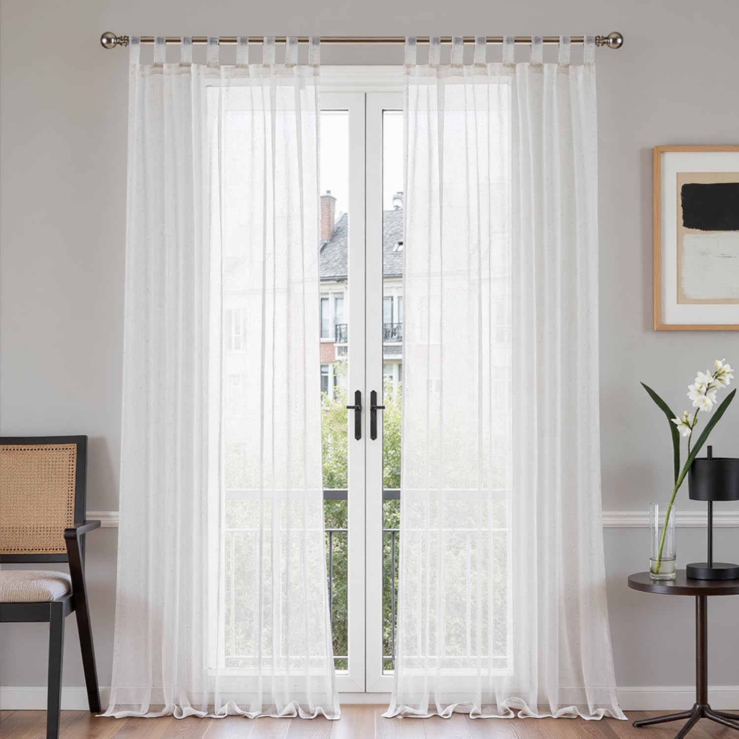 TOPICK Schlaufenschal transparent Leinenoptik 2er Set