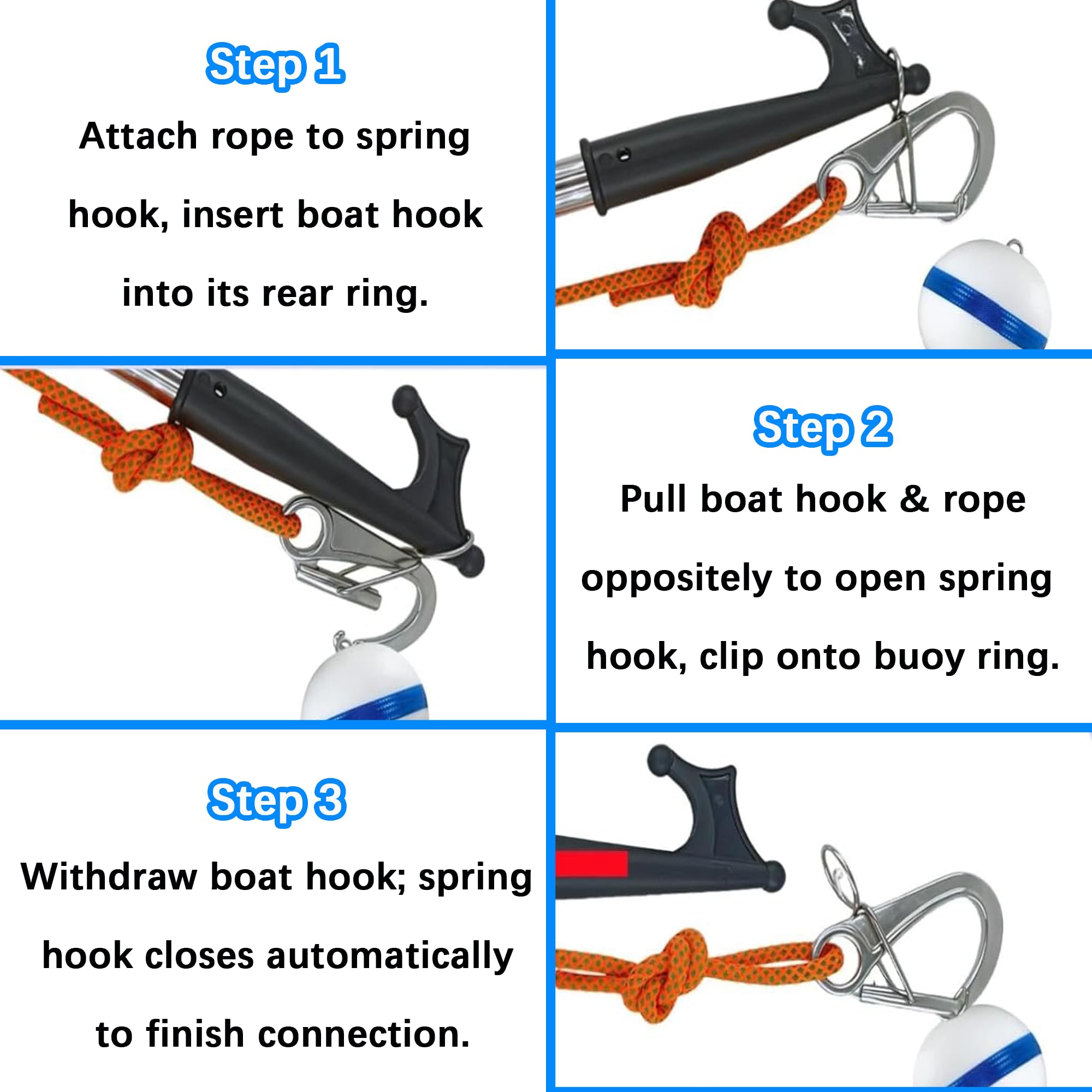 Bojenkarabiner, Fenderhaken Karabinerhaken aus Edelstahl 316 in Marine Grade, 270kg Tragkraft, Boot Fender Clips Schnellbefestigung Haken für Bootsaufhänger Bootszubehör,1 Pcs