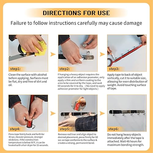 Miniatura 6 de PHIXBEAR Paquete de 3 Súper Fuerte Adhesión - Cinta de Doble Cara de Servicio Pesado, Cinta de Montaje Multipropósito Impermeable para Uso Interior
